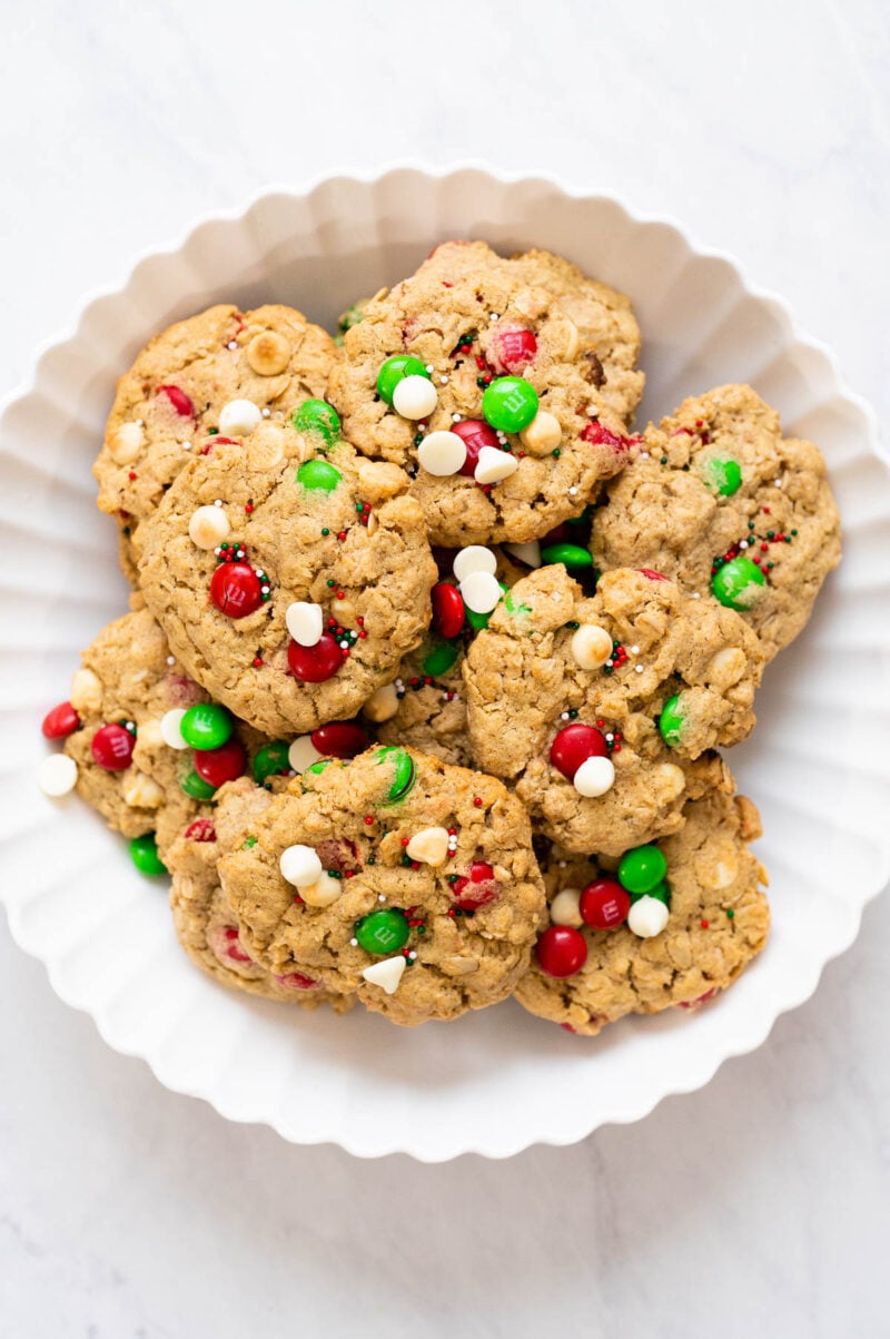 Oat Flour Christmas Monster Cookies - iFoodReal.com