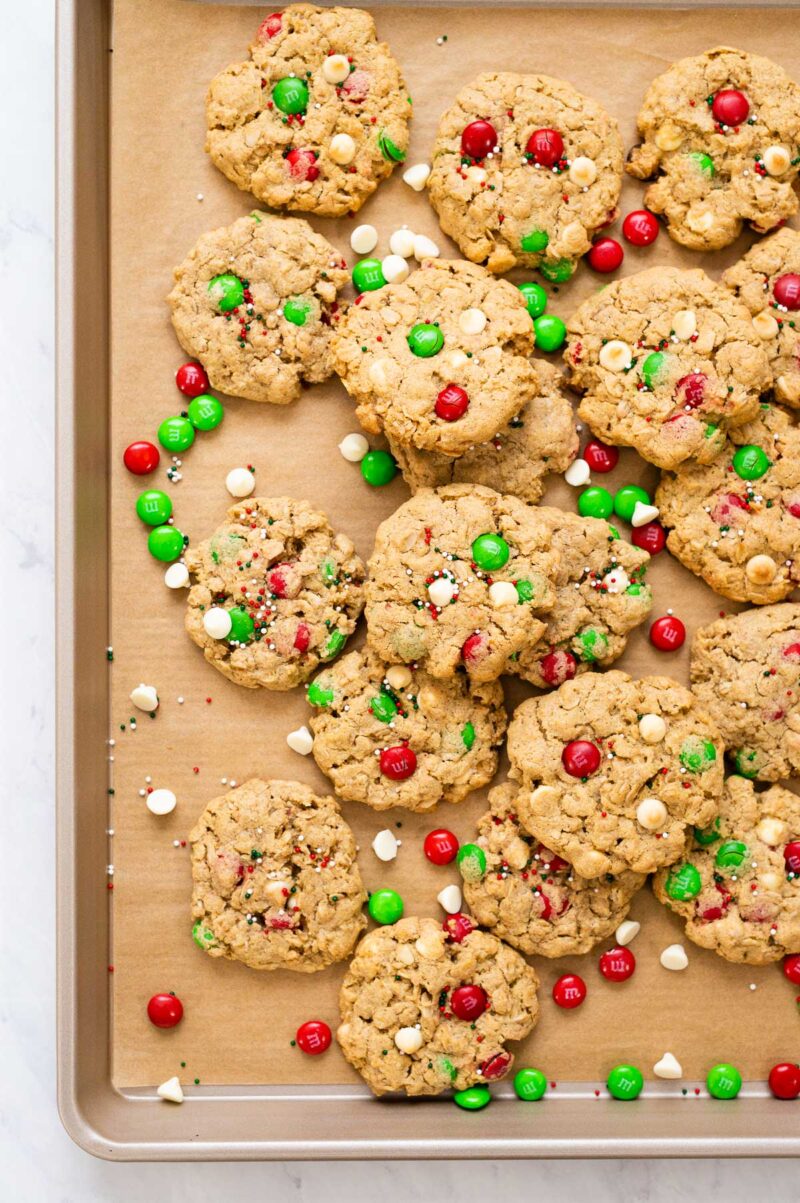 Oat Flour Christmas Monster Cookies