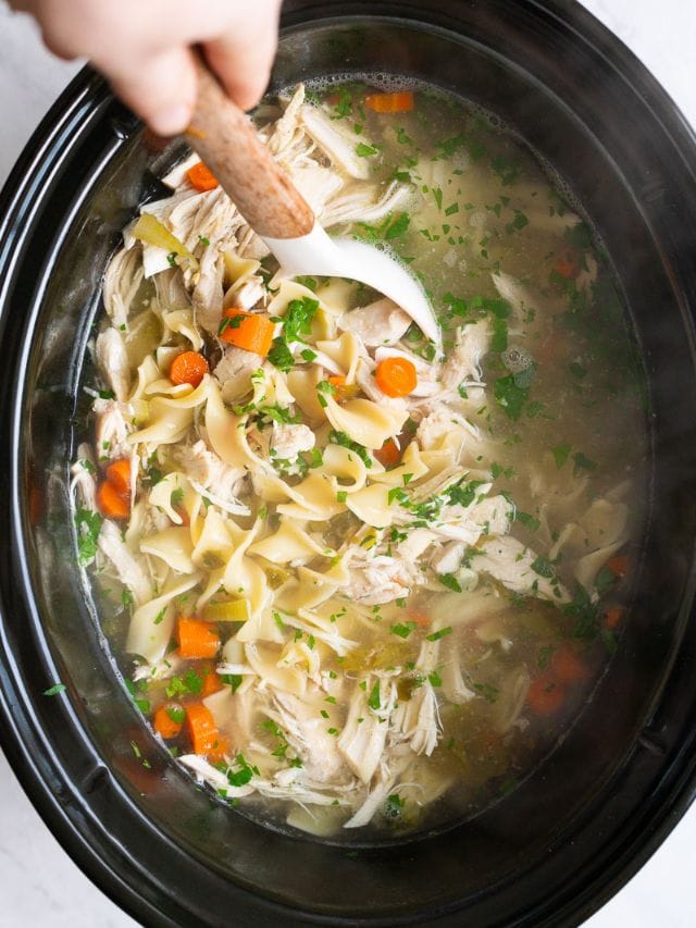 Slow Cooker Chicken Noodle Soup - iFoodReal.com