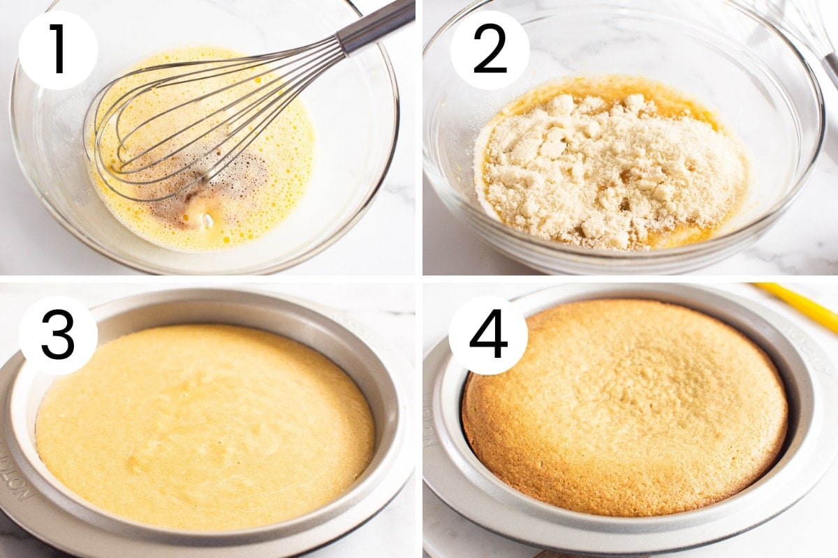 Step by step process how to make almond flour cake.