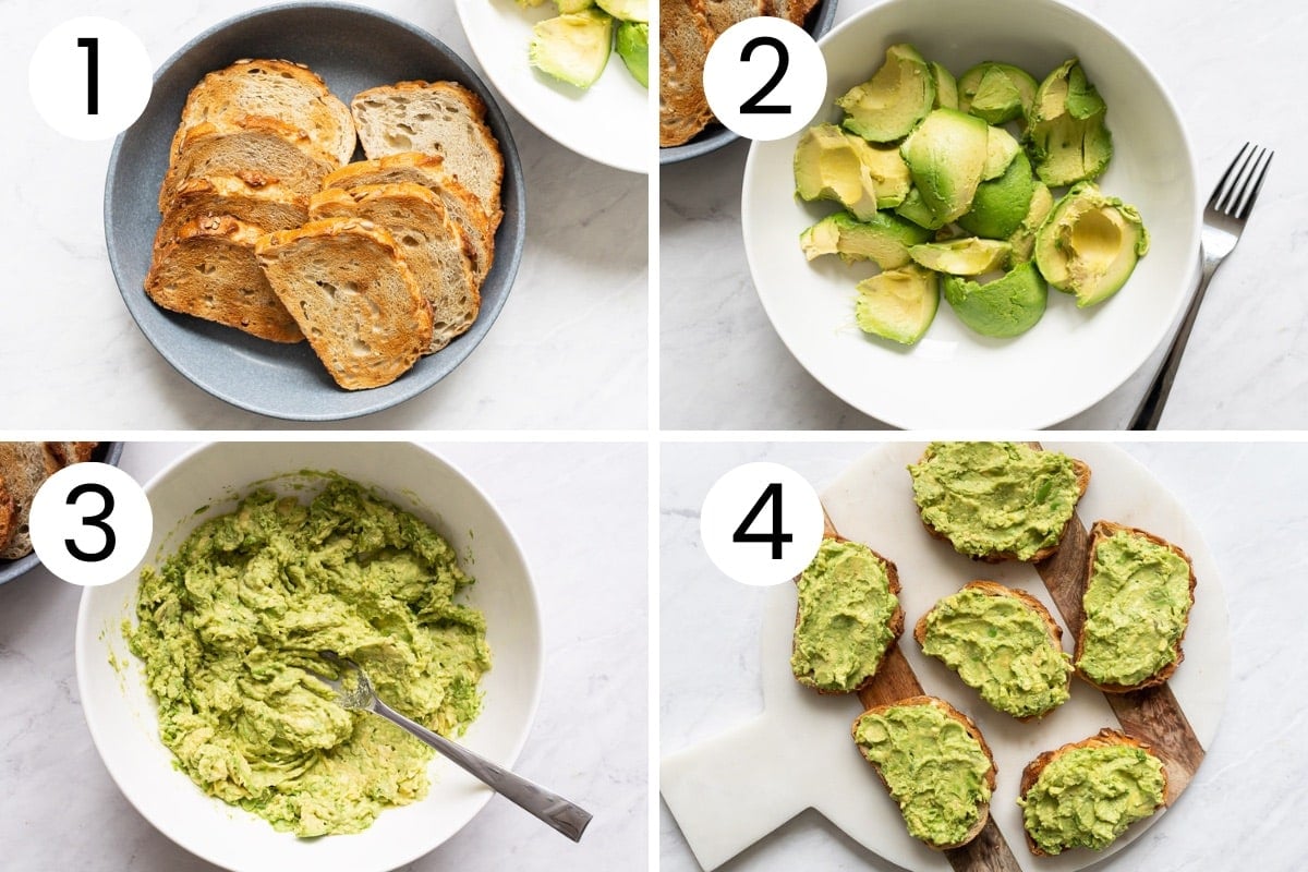 How to mash avocado, toast the bread and make avocado toast step by step.