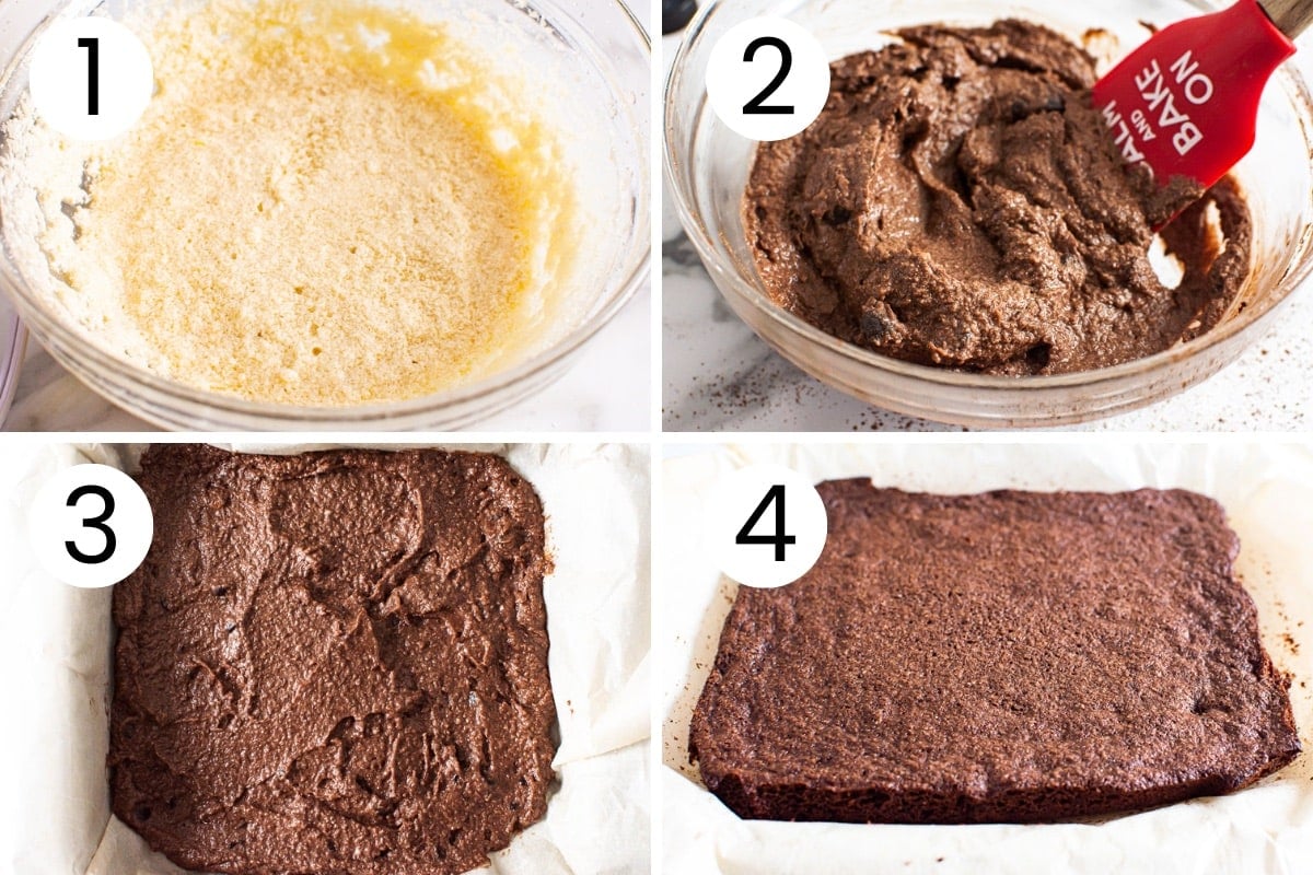 Step by step process how to make almond flour brownies.