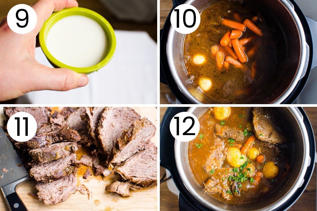 Step by step process how to thicken instant pot pot roast.