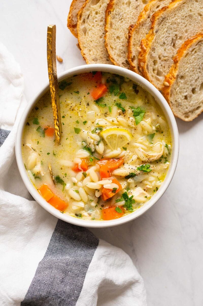 Lemon Chicken Orzo Soup Recipe - iFoodReal.com
