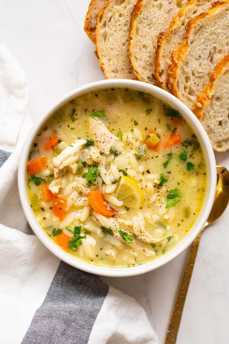 Lemon Chicken Orzo Soup Recipe - iFoodReal.com