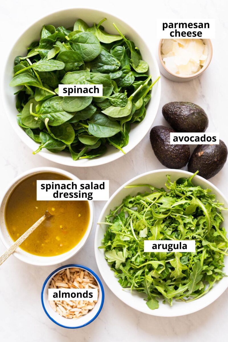 Spinach Avocado Salad with Red Wine Vinaigrette - iFoodReal.com