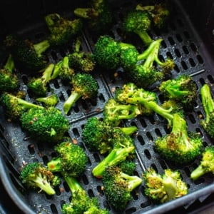 Roasted broccoli in air fryer.
