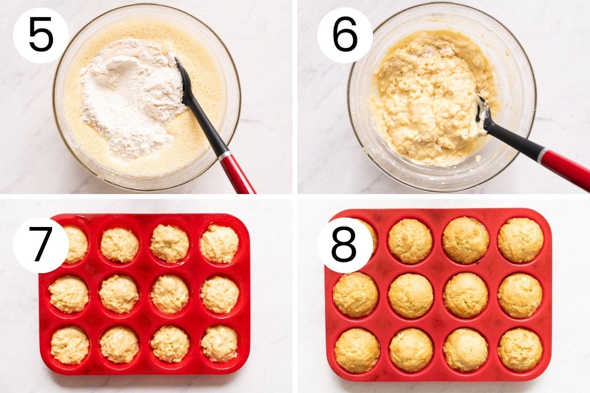 Step by step process how to make lemon muffins batter and bake the muffins.
