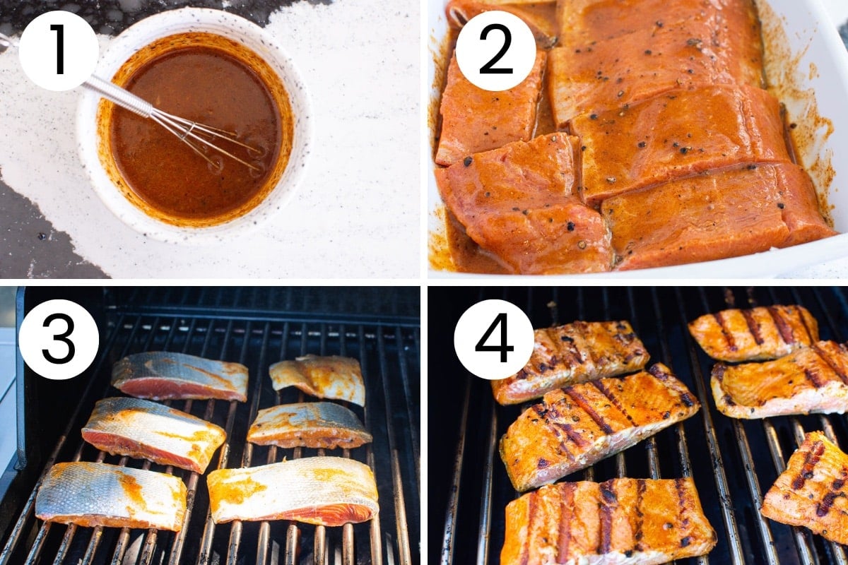 Step by step process how to season salmon first and then how to grill salmon.