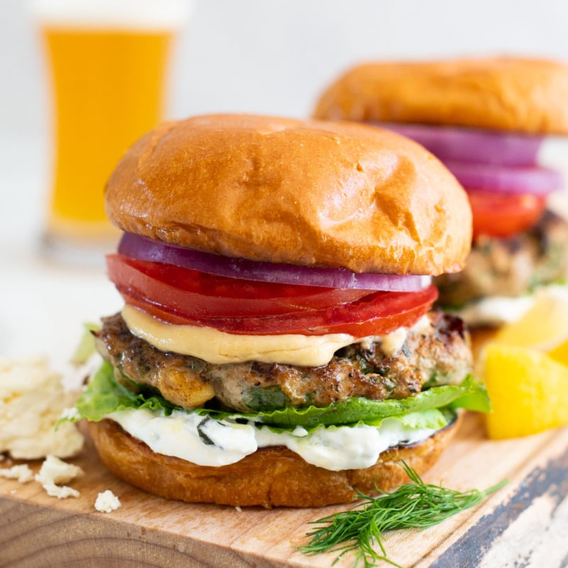 Spinach Feta Turkey Burgers