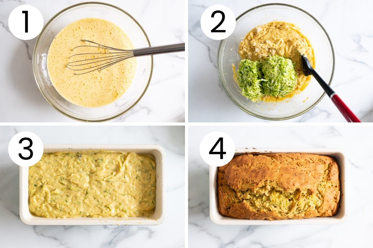 Step by step process how to make lemon zucchini bread.