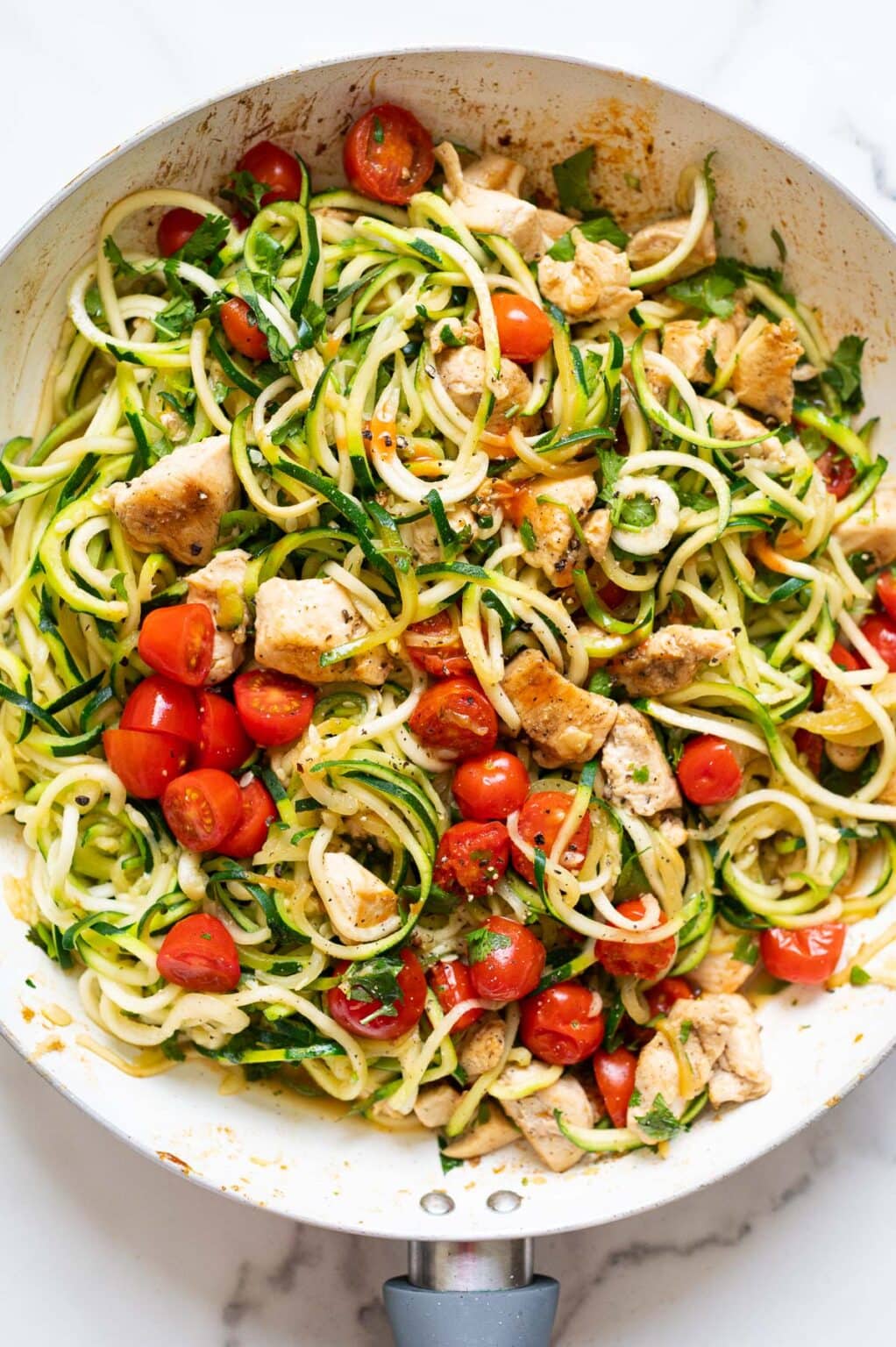 Zucchini Noodles with Chicken, Cilantro and Lime
