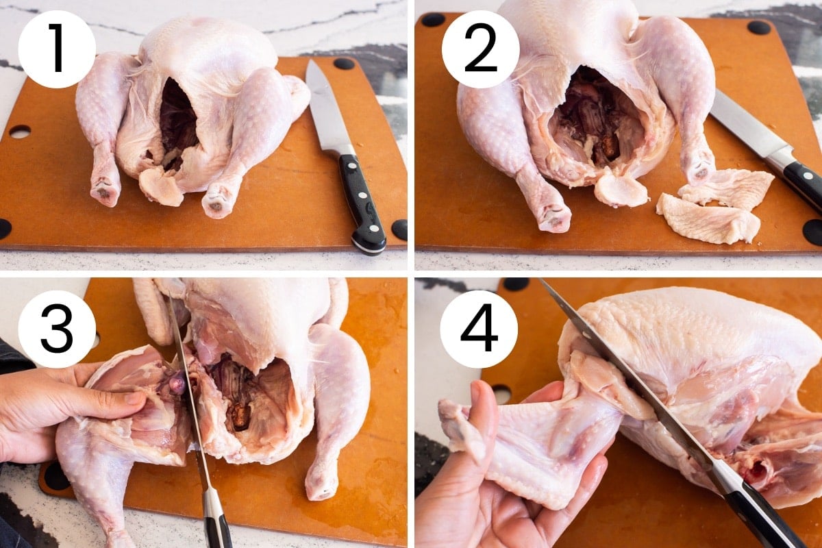  process how to remove chicken wings and chicken legs from a whole chicken.