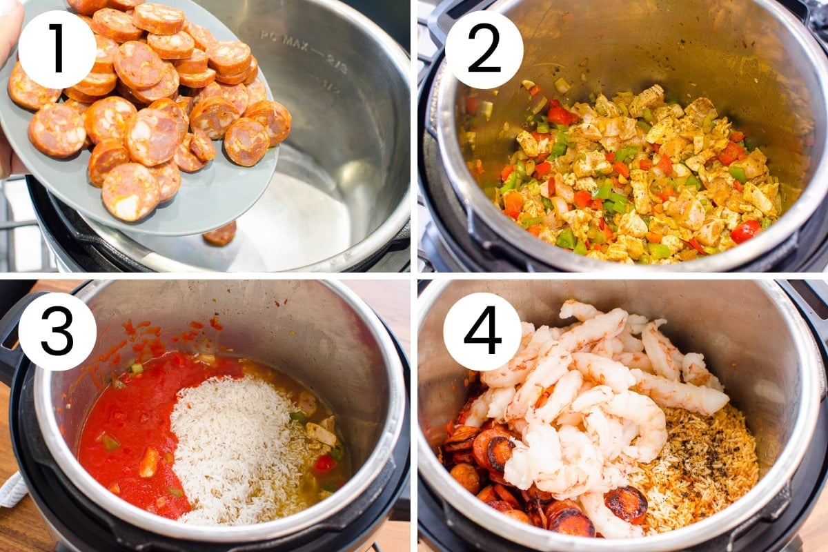 Step by step process how to make Jambalaya in Instant Pot.
