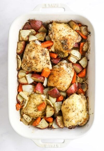 Roasted Chicken Thighs and Potatoes - iFoodReal.com