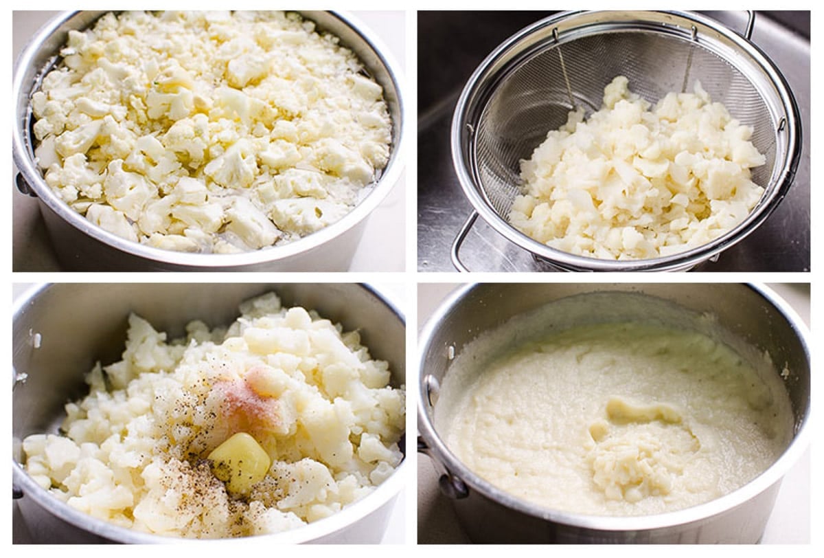 Step by step process how to make mashed cauliflower.