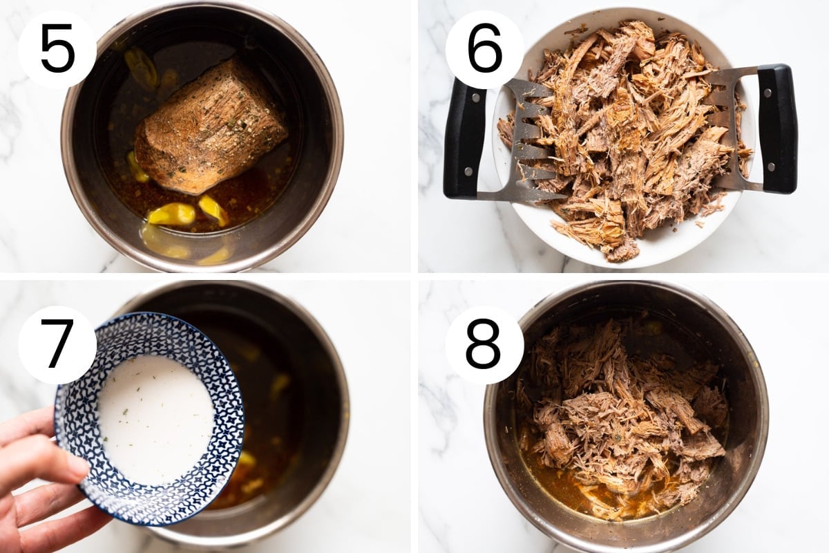 Step by step process how to make Mississippi pot roast in instant pot.