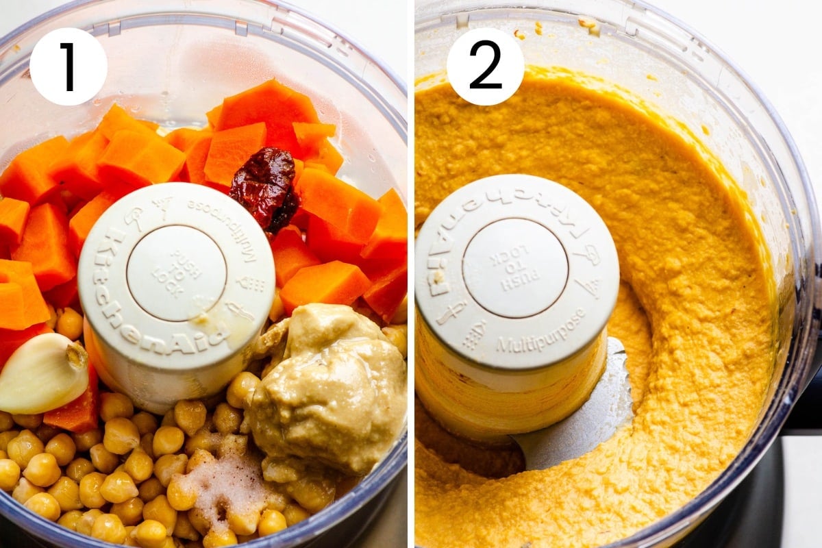  process how to make sweet potato hummus in a food processor.