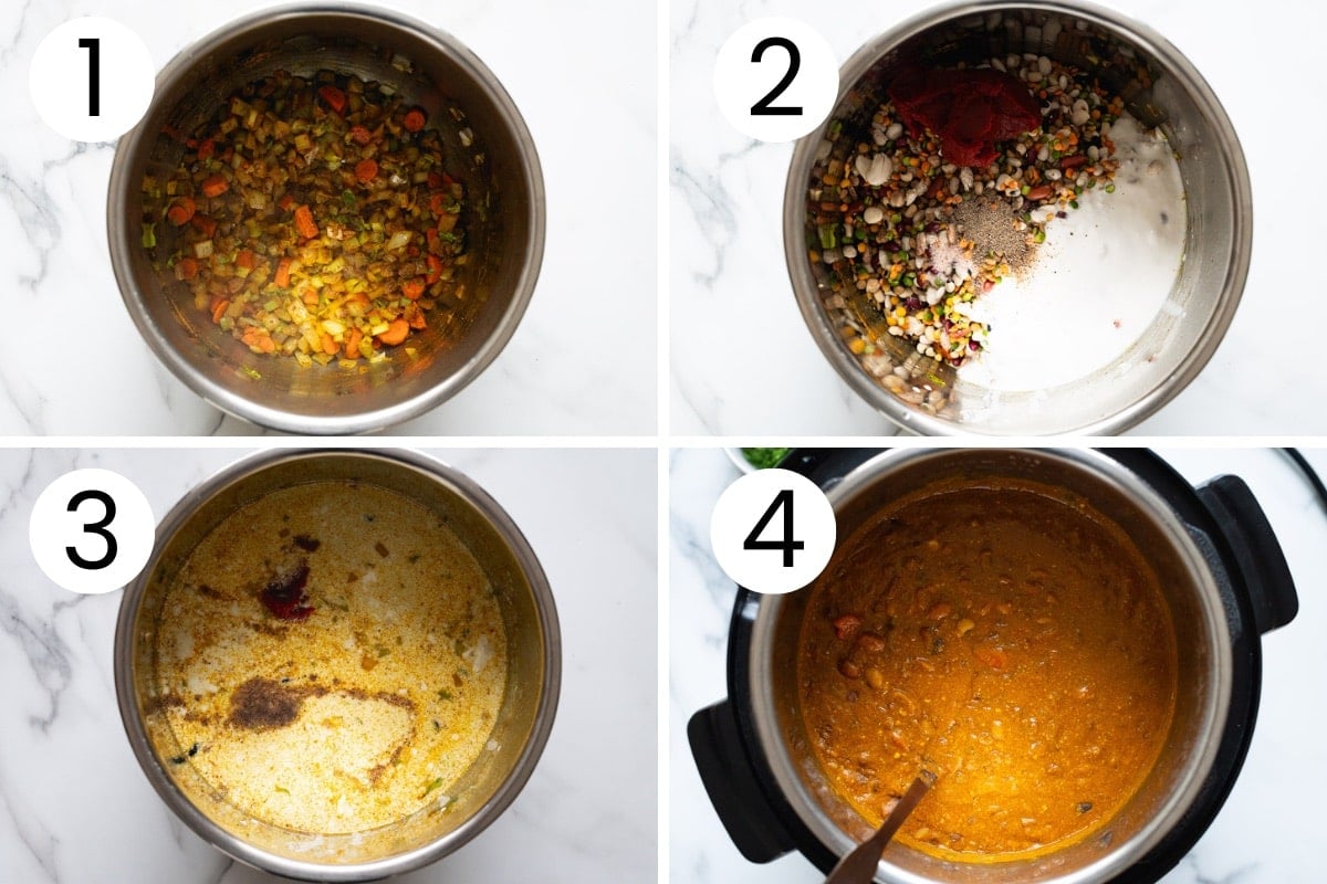Step by step process how to make 15 bean soup in Instant Pot.