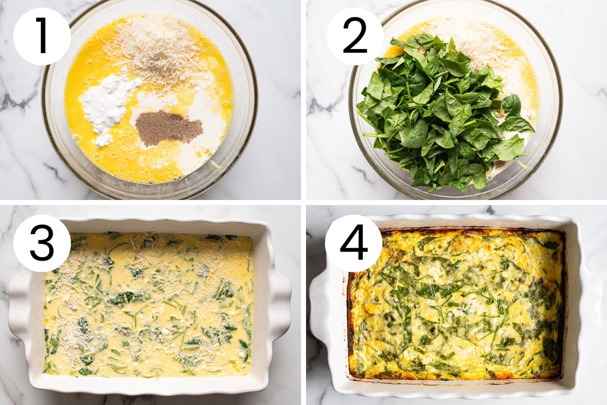 Step by step process how to make egg bake with cottage cheese.