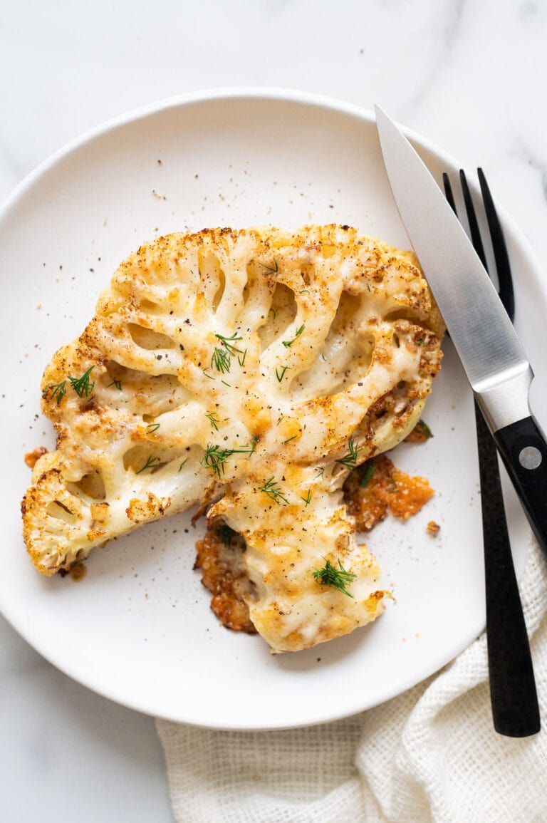 Cheesy Cauliflower Steaks - iFoodReal.com