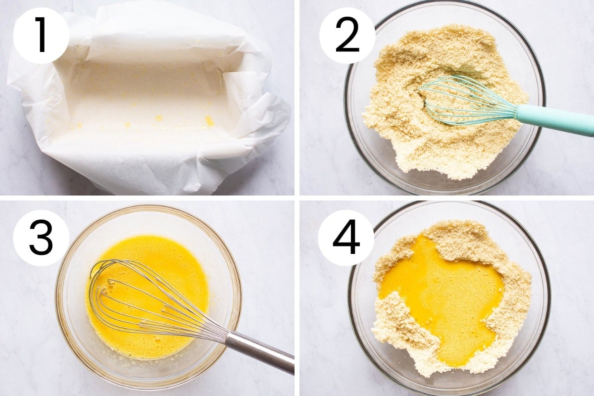 Step by step process how to prepare almond flour bread batter.
