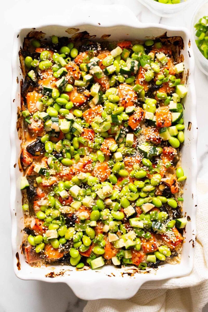 Salmon Sushi Bake - iFoodReal.com