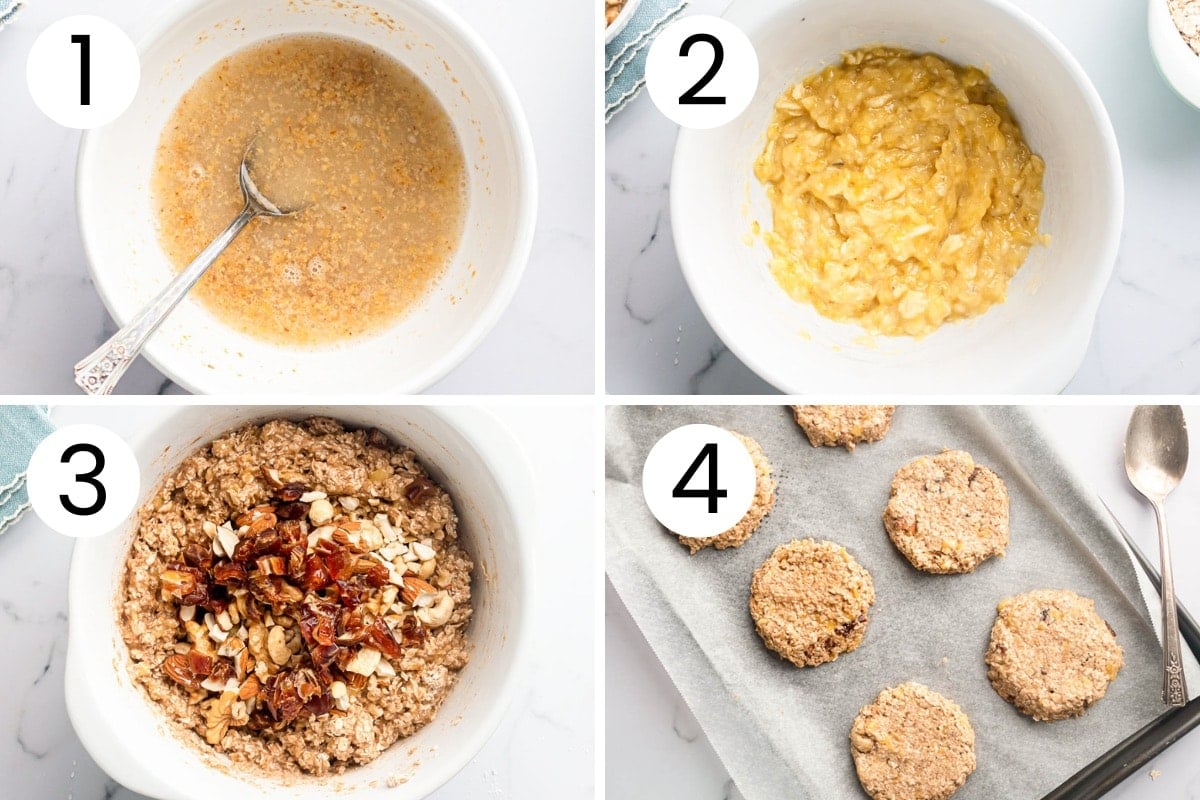 Step by step process how to make sugar free oatmeal cookies.