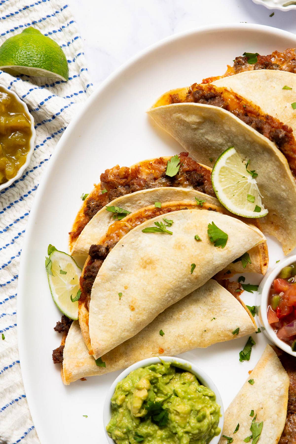 Crispy baked tacos with ground beef.