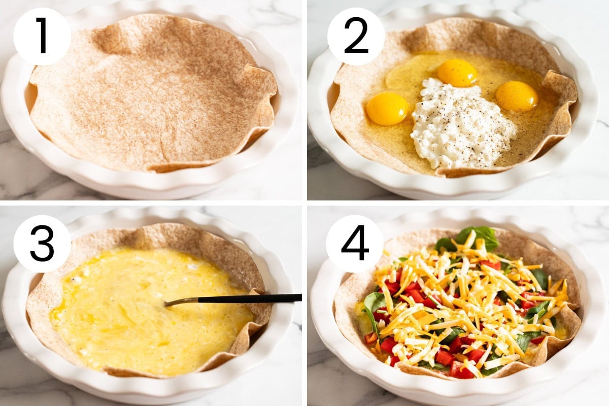 Step is the process how to make egg tortilla in the oven.