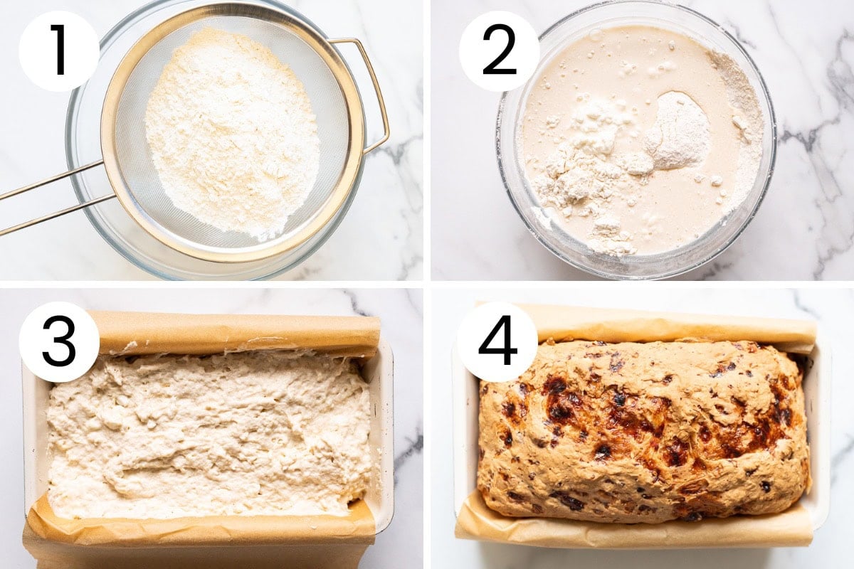 Step by step process how to make bread with cottage cheese.