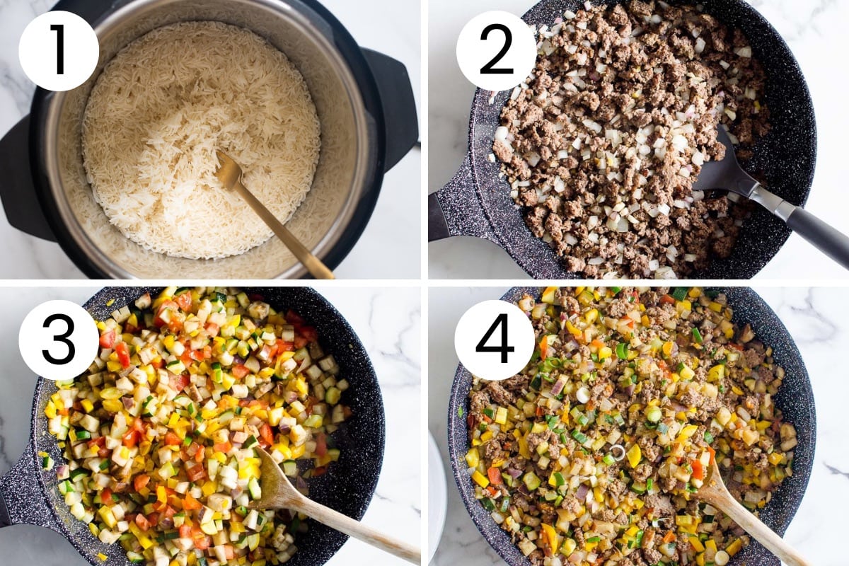  process how to make ground beef and rice bowls recipe.