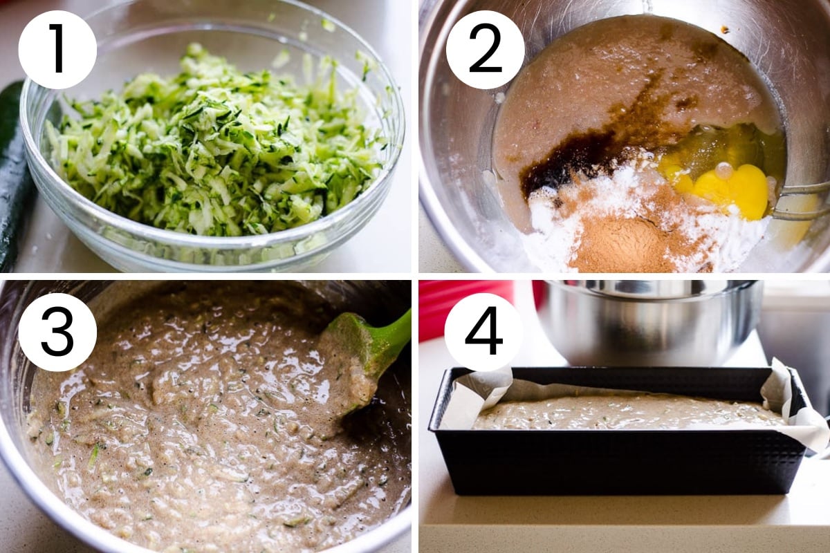 Step by step process how to make healthy zucchini bread.
