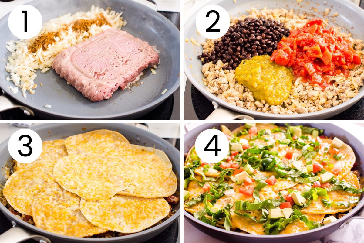Step by step process how to make taco skillet.