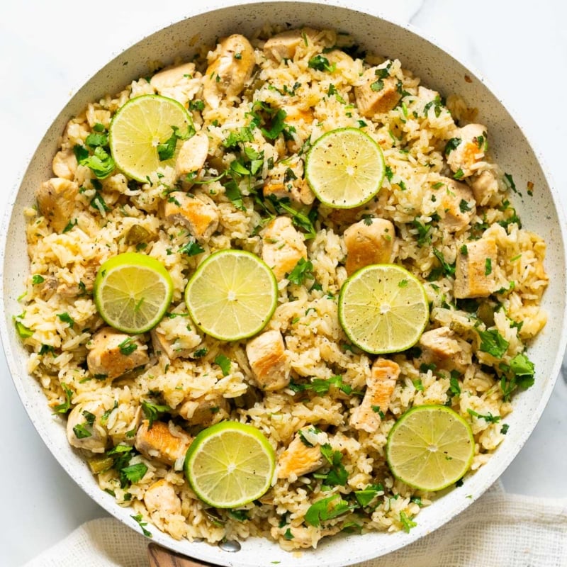 Cilantro Lime Chicken Rice Skillet - iFoodReal.com