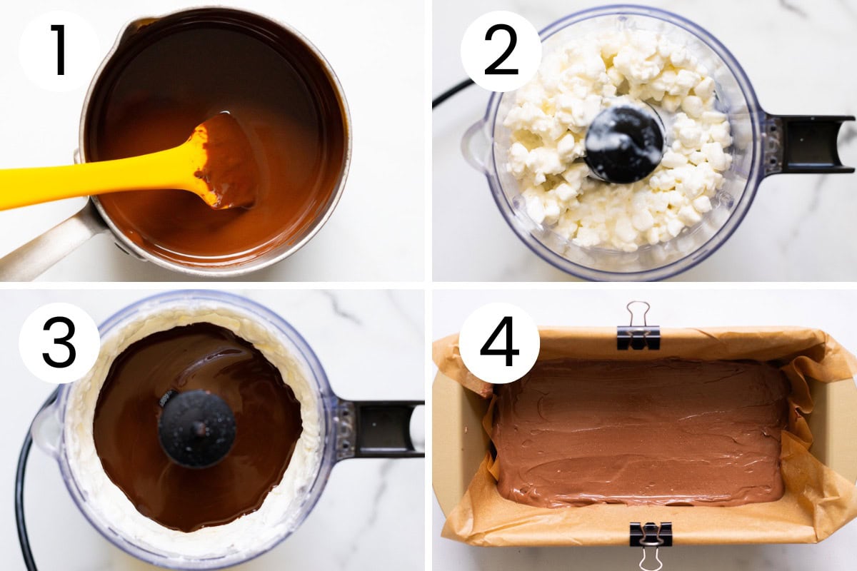 Step by step process how to make cottage cheese chocolate fudge.