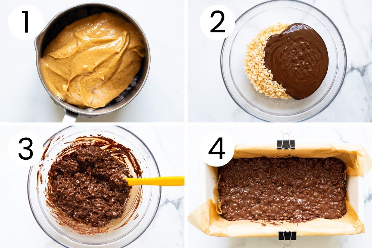 Step by step process how to make crunch bars.