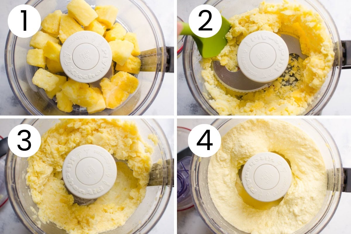 The best process how to make pineapple dole whip in a food processor.