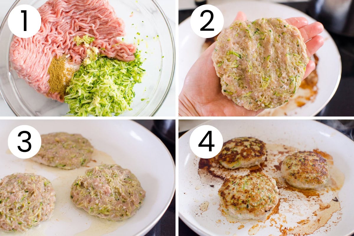 Step by step process how to make turkey burgers.