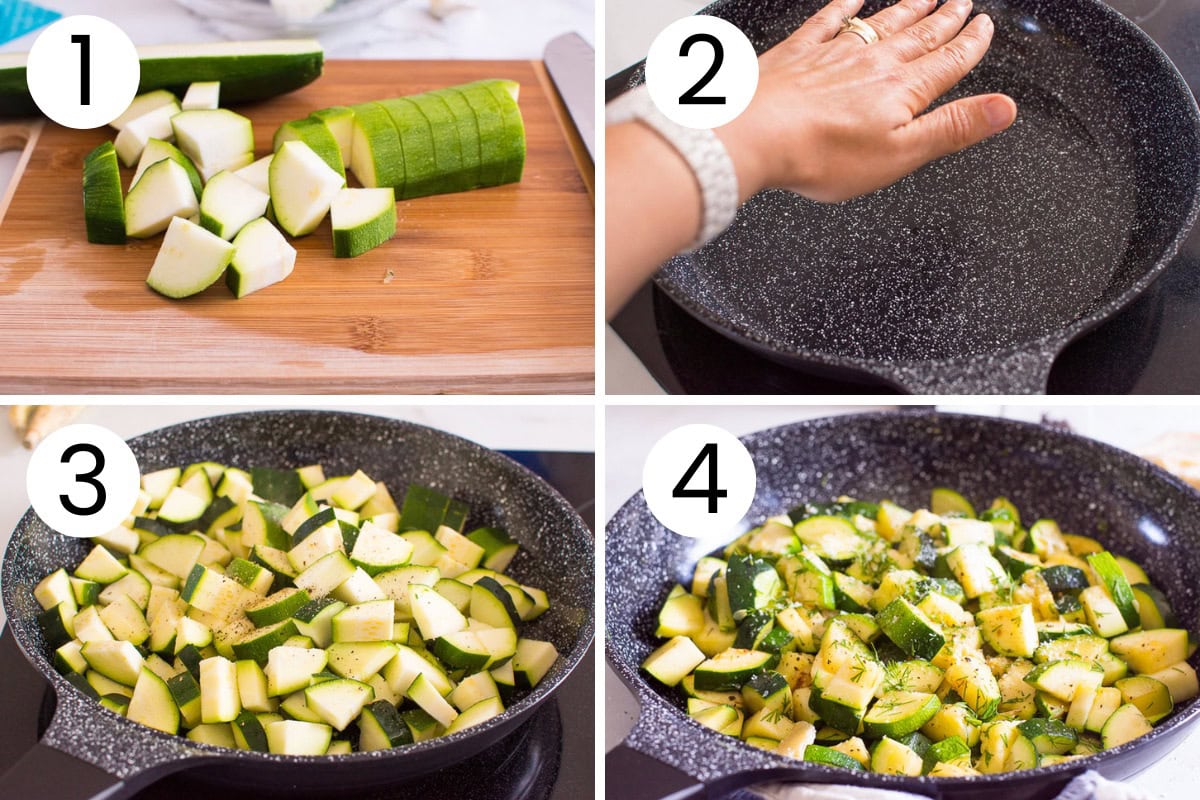 Step by step process how to saute zucchini.