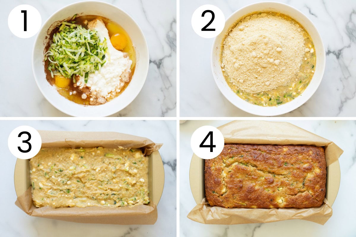 Step by step process how to make zucchini bread with cottage cheese.