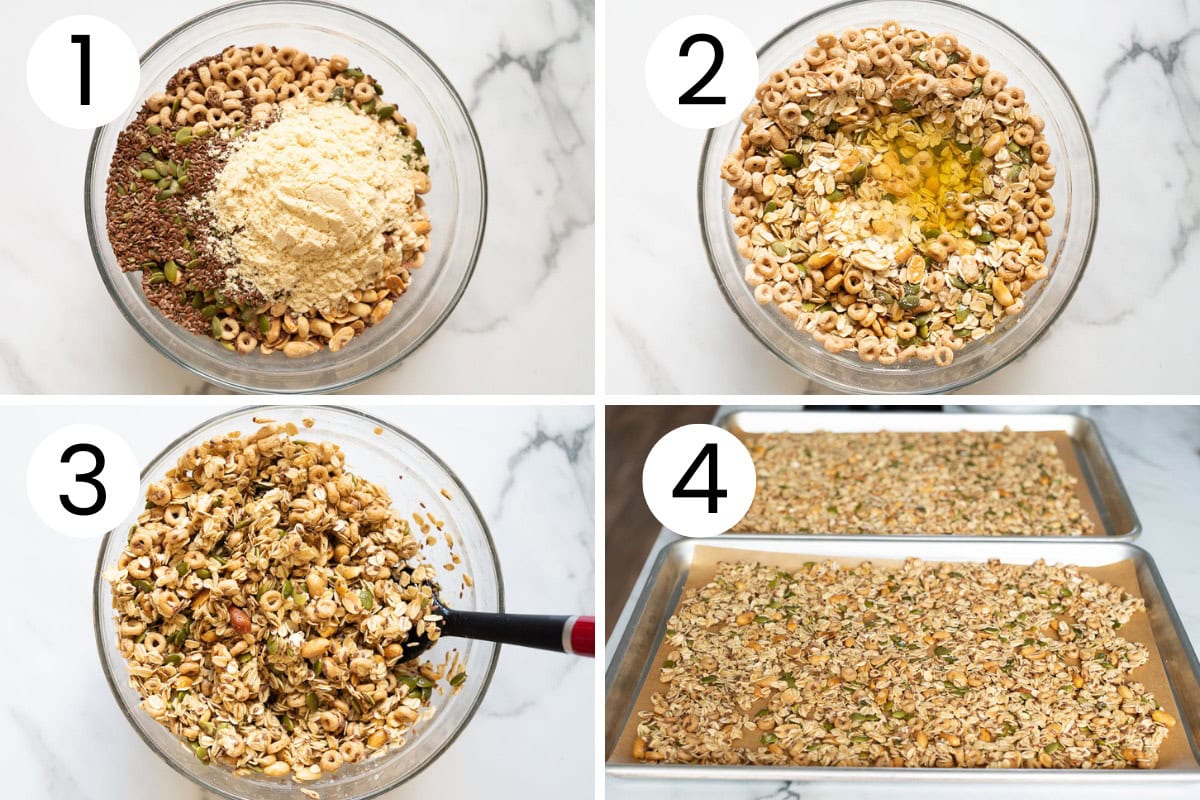 Step by step process how to make granola that's higher in protein.