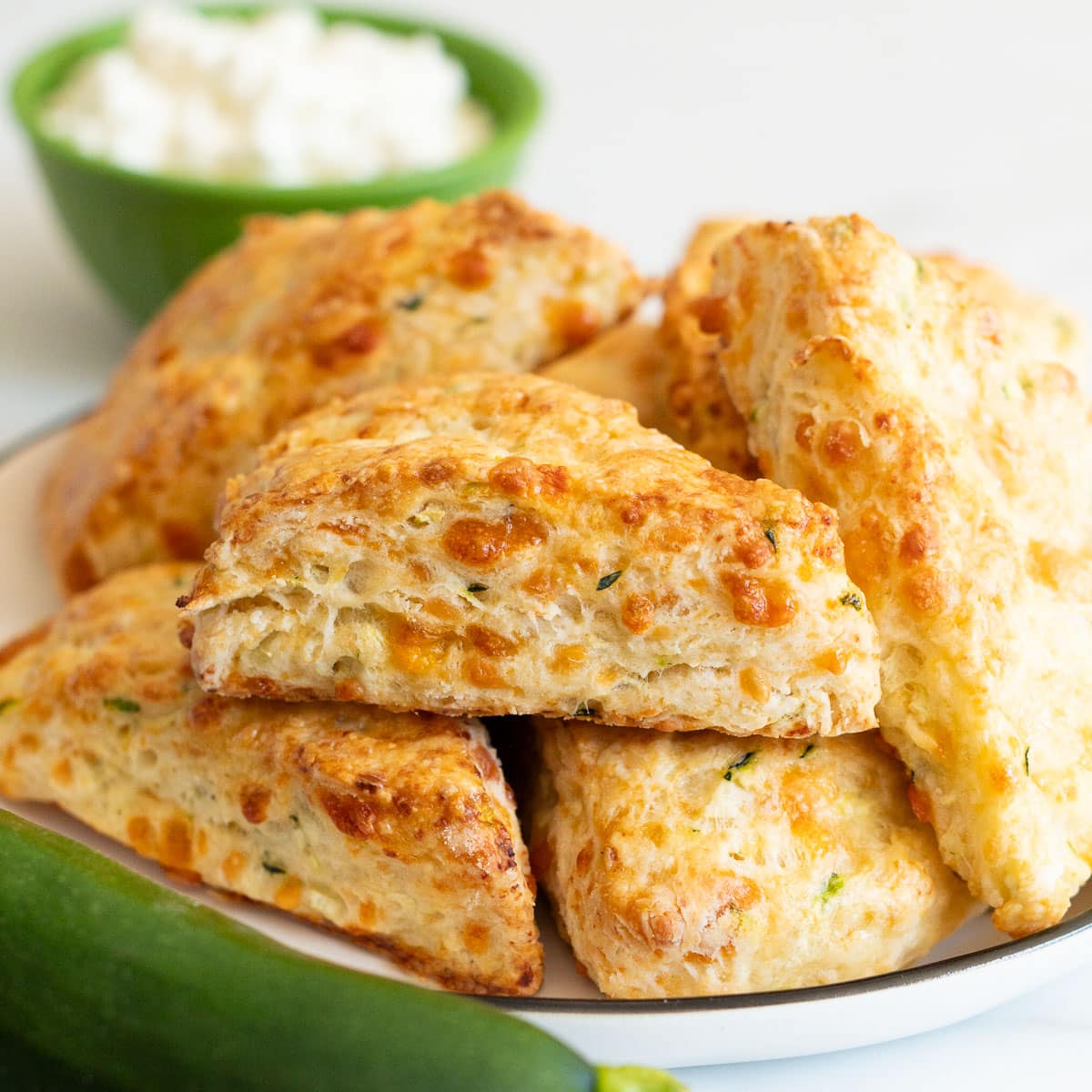 Zucchini Cheddar Cottage Cheese Scones