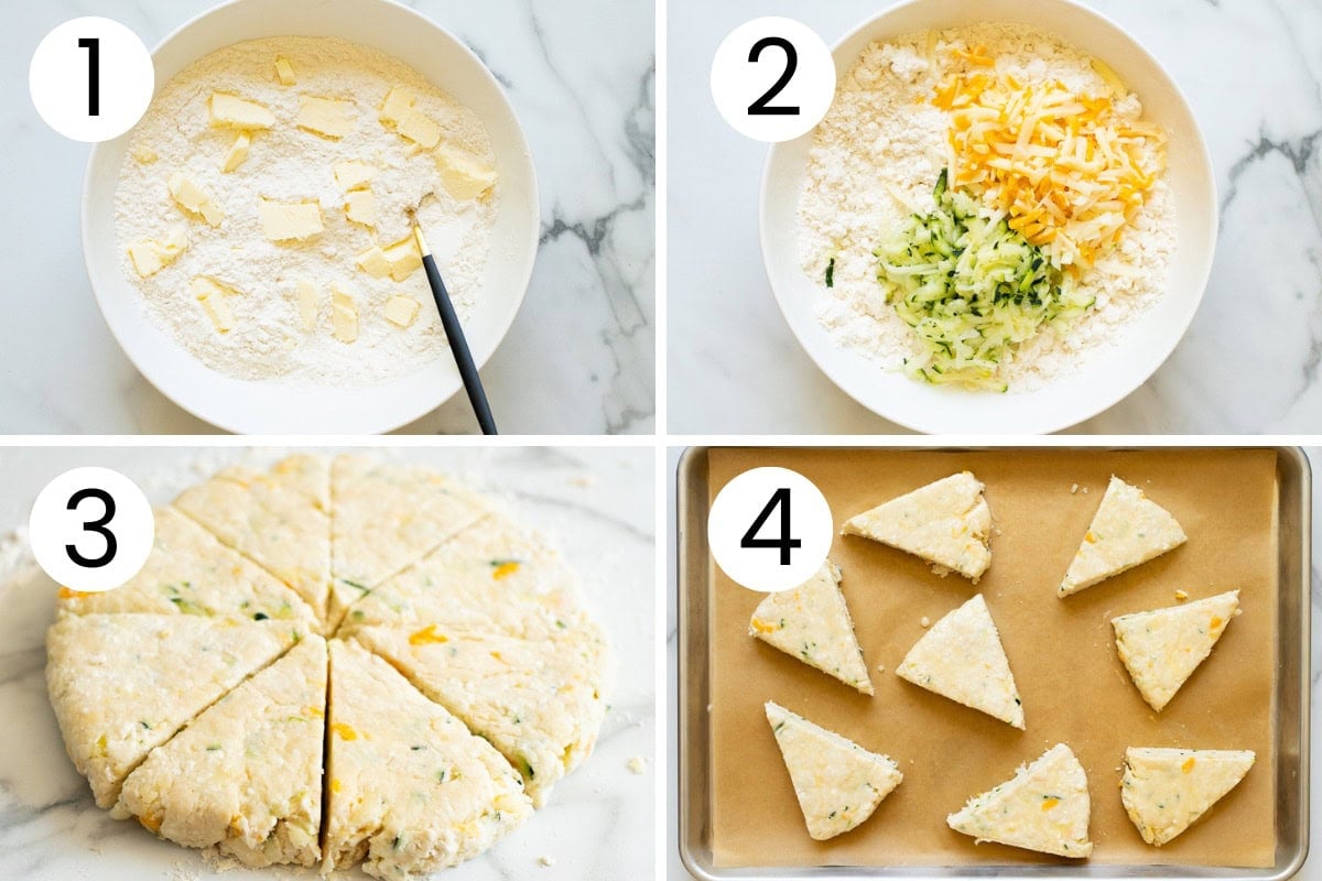 Step by step process how to make scones with cottage cheese.