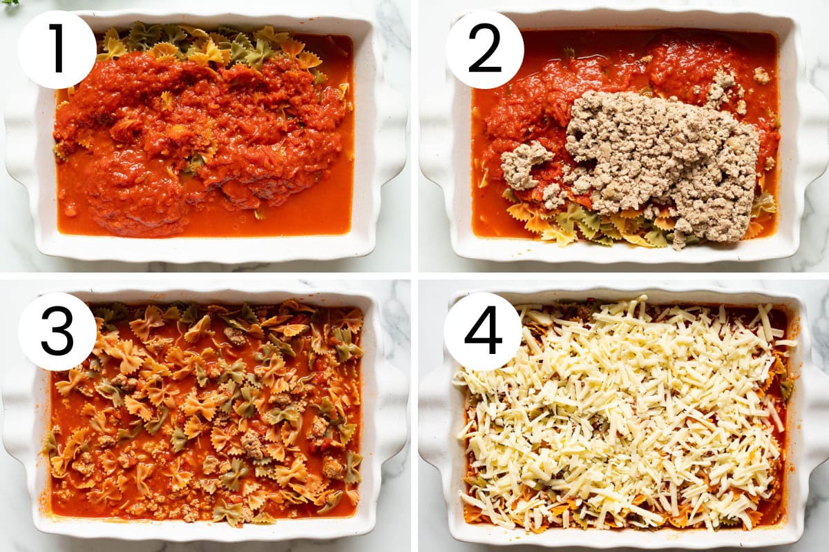 How to make no boil pasta bake in step by step process.