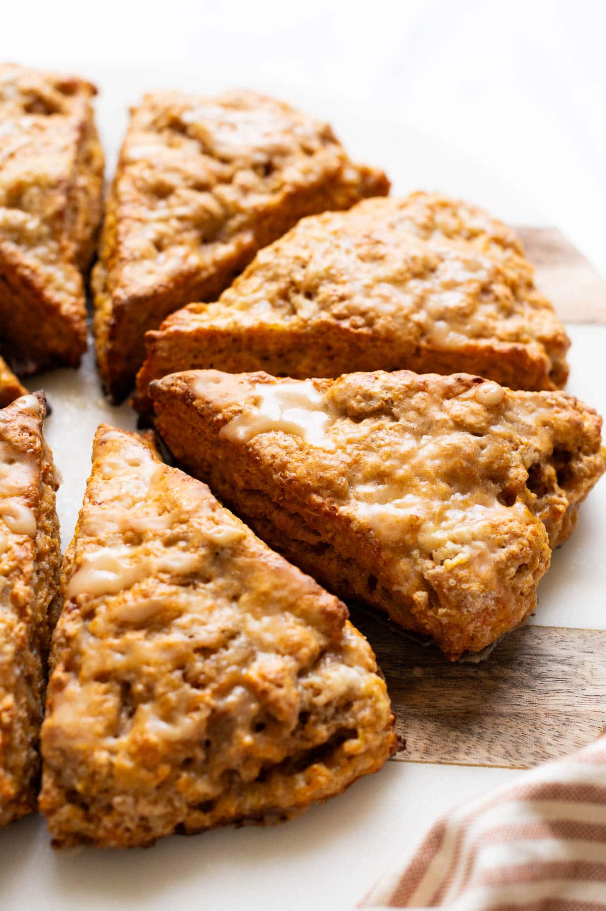 Side view of a pumpkin scone.