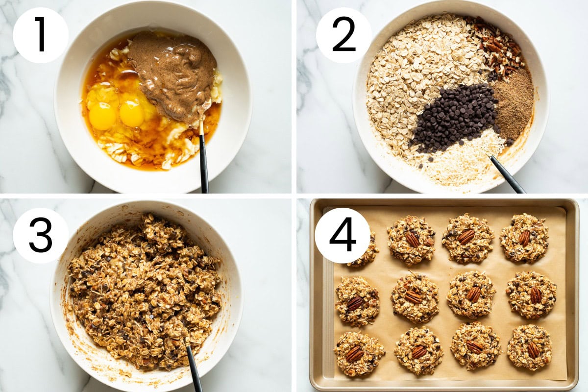 Step by step process how to make oatmeal breakfast cookies.