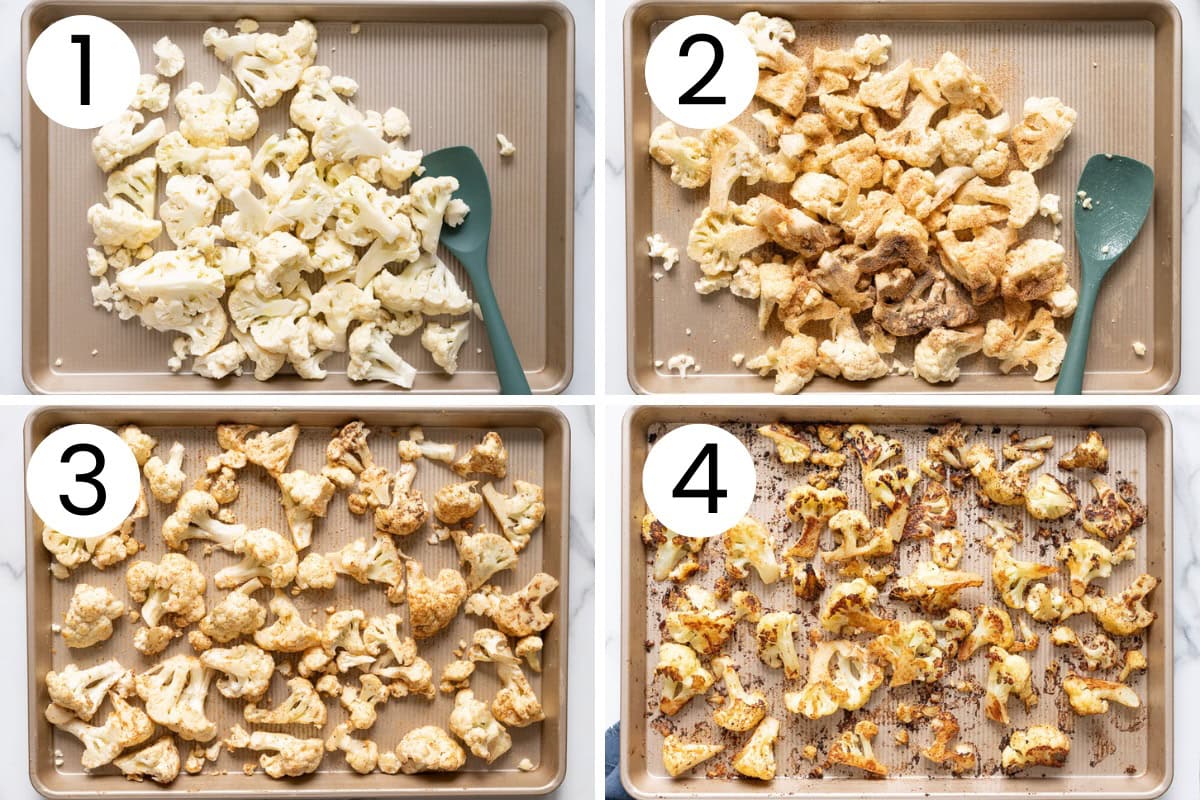 Step by step process how to roast cauliflower.