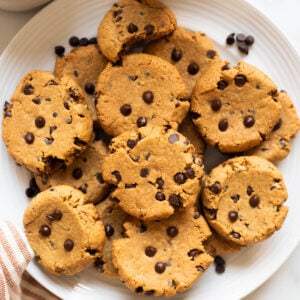 3 ingredient peanut butter cookies on a plate.