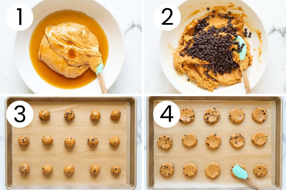 Step by step process how to make cookies with 3 ingredients.